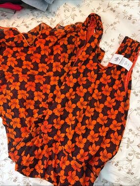 Orange Floral Maxi Dress on Black Medium Reversible Cabi dress